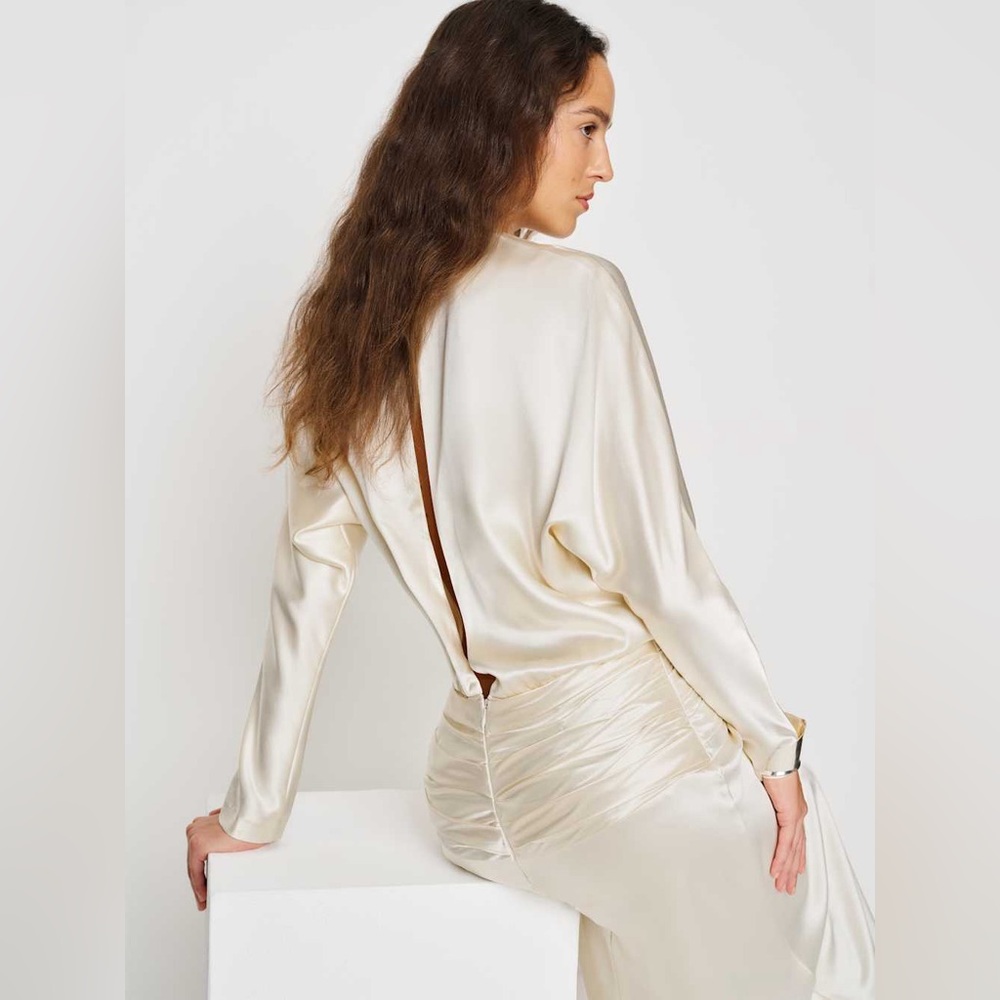Reformation Esmee Silk Dress Ivory - Picture 8 of 14